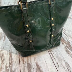 Vintage GAP Glossy Forest Green Studded Tote - Y2K Aesthetic